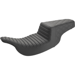 SADDLEMEN Step-Up Seat — Rear Lattice Stitch/Front Tuck-n-Roll - Black 897-07-176