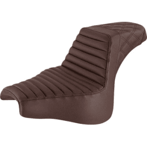 SADDLEMEN Step-Up Seat — Rear Lattice Stitch/Front Tuck-n-Roll - Brown 818-28-176BR